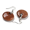 Rack Plating Brass Flat Round Dangle Earrings for Women EJEW-B064-01P-3