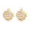 Brass Pave Clear Cubic Zirconia Pendants KK-T074-98G-1