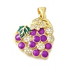 Brass Micro Pave Clear Cubic Zirconia Enamel Pendants KK-M297-29G-1