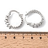 Leaf Brass Micro Pave Cubic Zirconia Hoop Earrings EJEW-P333-03P-5