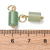 Natural Green Aventurine Column Charms with 304 Stainless Steel Jump Rings G-Q032-01F-3