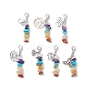 Chakra Natural & Synthetic Mixed Gemstone Pendant Decorations HJEW-JM02101-1