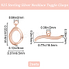 1Pc 925 Sterling Silver Toggle Clasps STER-BBC0007-51RG-2