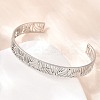 Hollow 304 Stainless Steel Open Cuff Bangles for Women BJEW-F547-01P-1