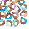 Transparent Resin & Walnut Wood Pendants RESI-CJ0001-74-6