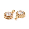 Brass Micro Pave Clear Cubic Zirconia Pendants KK-E068-VC441-3