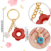 8Pcs 8 Color Flower Acrylic & Alloy Enamel Charm Keychains KEYC-PH01511-2