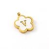 Golden Tone Stainless Steel Pave White Shell Letter Flower Charms PW-WGC5230-22-1