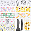 8Pcs 8 Styles Flower & Butterfly UV Transfer Sticker for Glass Cup DIY-CN0003-01B-1