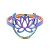 Ion Plating(IP) 304 Stainless Steel Hollow Lotus Adjustable Ring for Women RJEW-M149-30RC-1
