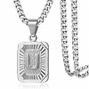 Rectangle with Letter Pattern 304 Stainless Steel Pendant Necklaces FS-WGFC766-42-1