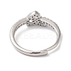 Rack Plating Brass Cubic Zirconia Arabic Letters Adjustable Rings for Women RJEW-S407-10P-01-3