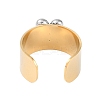 304 Stainless Steel Heart Open Cuff Rings RJEW-C095-04G-3