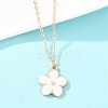 Alloy Enamel White Flower Pendant with Iron Chain Necklaces for Women NJEW-A066-04G-3