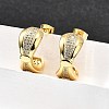 Brass Micro Pave Clear Cubic Zirconia Stud Earrings for Women EJEW-U056-05A-G-1