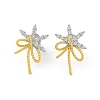 Bowknot Brass Micro Pave Cubic Zirconia Stud Earrings for Women EJEW-Q391-33PG-2