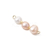Three-Color Natural Pearl Potato Beaded Connector Charms PALLOY-JF04901-4