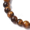 Natural Tiger Eye Round Beads Stretch Bracelets BJEW-JB11490-3