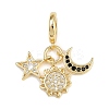 Brass Micro Pave Clear and Black Cubic Zirconia European Dangle Charms KK-N271-27G-1