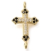 Brass Pave Black & Clear Cubic Zirconia Connector Charms KK-M101-02D-G01-1