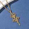 304 Stainless Steel Hollow Cut Yoga Om Lotus Flower Pendant Necklaces NJEW-Z073-02G-06-2