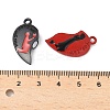 Spray Painted Alloy Red and Black Enamel Split Pendants PALLOY-V006-07-3