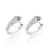 Brass Micro Pave Cubic Zirconia Snake Hoop Earrings EJEW-T048-32P-1