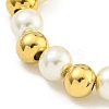 304 Stainless Steel & 201 Stainless Steel & Plastic Pearl Round Beaded Bracelets for Women BJEW-G717-01B-G-2