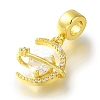 Rack Plating Brass Pave Clear Cubic Zirconia European Dangle Charms KK-H485-11G-2