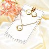 304 Stainless Steel Enamel & Rhinestone Pendant Necklaces & Hoop Earring Set for Women SJEW-C007-02G-02-1