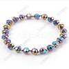 Electroplate Glass Beads Stretch Bracelets for Women Men. Rondelle BJEW-PH01898-1