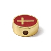 Real 18K Gold Plated Brass Enamel Beads KK-F814-04G-04-3