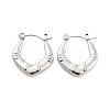 Non-Tarnish Chunky Rhombus 304 Stainless Steel Hoop Earrings for Women EJEW-C067-02P-1