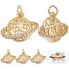 10Pcs Brass Micro Pave Clear Cubic Zirconia Charms KK-BBC0003-18-1