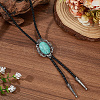 Natural Turquoise with PU Leather Lariat Necklace NJEW-WH20010-02A-3