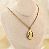 201 Stainless Steel Virgin Mary Pendant Wheat Chain Necklaces for Men NJEW-S387-09G-03-2