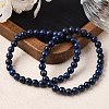 Natural Lapis Lazuli Round Beaded Stretch Bracelets BJEW-F202-04-3