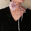 Flower Pattern Fabric Rose Tie Choker Necklaces for Women LS-NJEW-Z022-01E-1