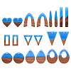 20Pcs 10 Styles Transparent Resin & Walnut Wood Pendants RESI-TA0003-21-2