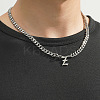 304 Stainless Steel Initial Pendant Cuban Link Chain Necklaces FS-WGB15F2-16-1