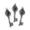 Key Brass Natural Black Agate Big Pendants KK-D361-01AS-20-1