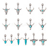14Pcs 7 Styles Cattle Head Alloy & Synthetic Turquoise Zipper Sliders HJEW-TAC0102-1