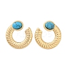 304 Stainless Steel Synthetic Turquoise Stud Earrings for Women EJEW-U046-14G-4