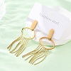 304 Stainless Steel Tassel Stud Earrings EJEW-Z098-04G-3