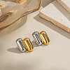 Two Tone Oval 304 Stainless Steel Stud Earrings EJEW-P332-01A-1