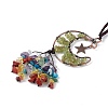 Natural Peridot Moon with Mixed Gemstone Chips Tassel Pendant Decorations G-L524-07R-A09-3