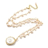 Natural Pearl Oval Pendant Necklaces NJEW-M214-02G-2
