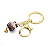 Fortune Cat Porcelain Pendant Keychain KEYC-G064-02E-2