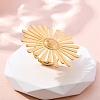 Flower 304 Stainless Steel Cuff Rings RJEW-E437-02G-2