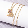 304 Stainless Steel Glass Drill Birth Stone Constellation Pendant Necklaces LS-STAS-D305-08G-J-4